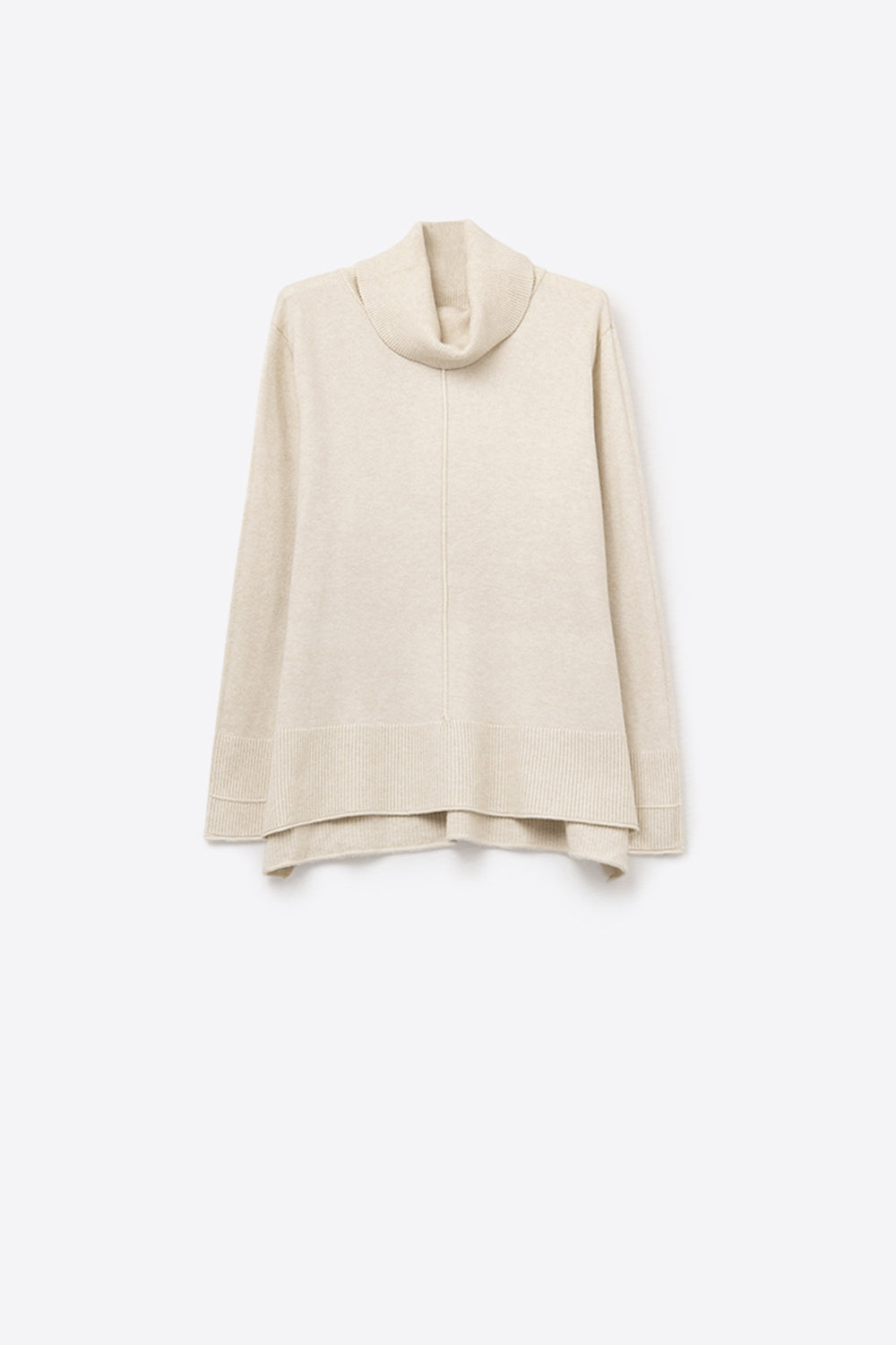 Q2 Jersey oversize con cuello vuelto beige
