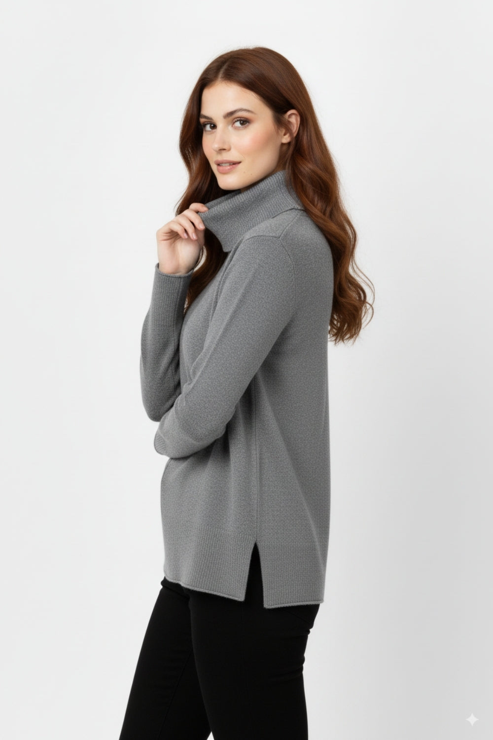 Jersey oversize con cuello vuelto en gris Q2