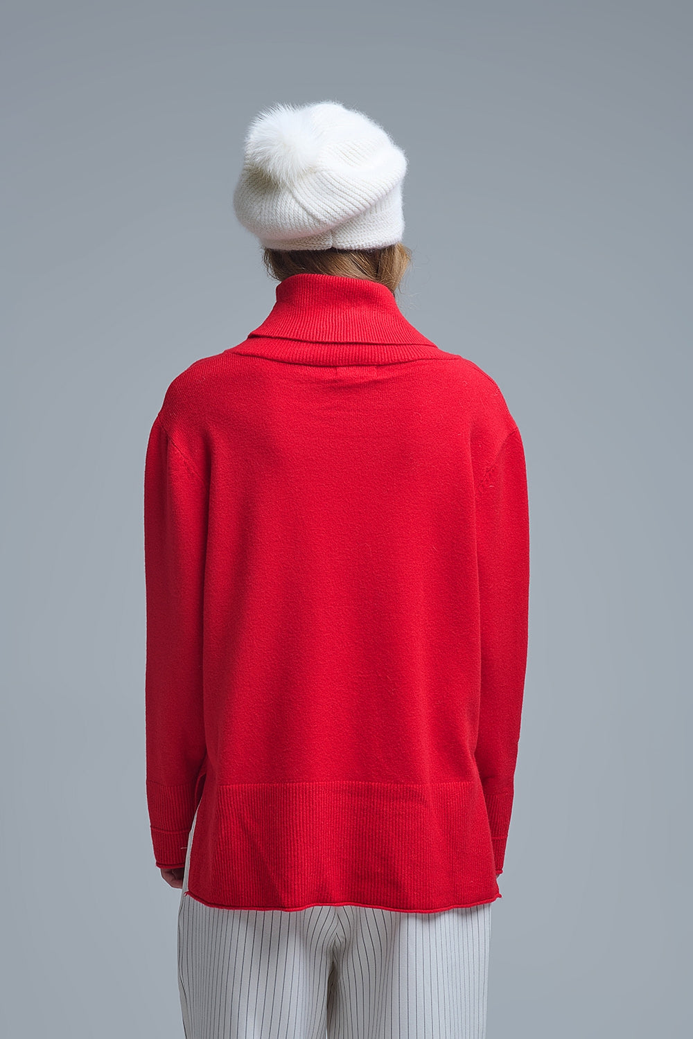 Jersey oversize con cuello vuelto en rojo Q2