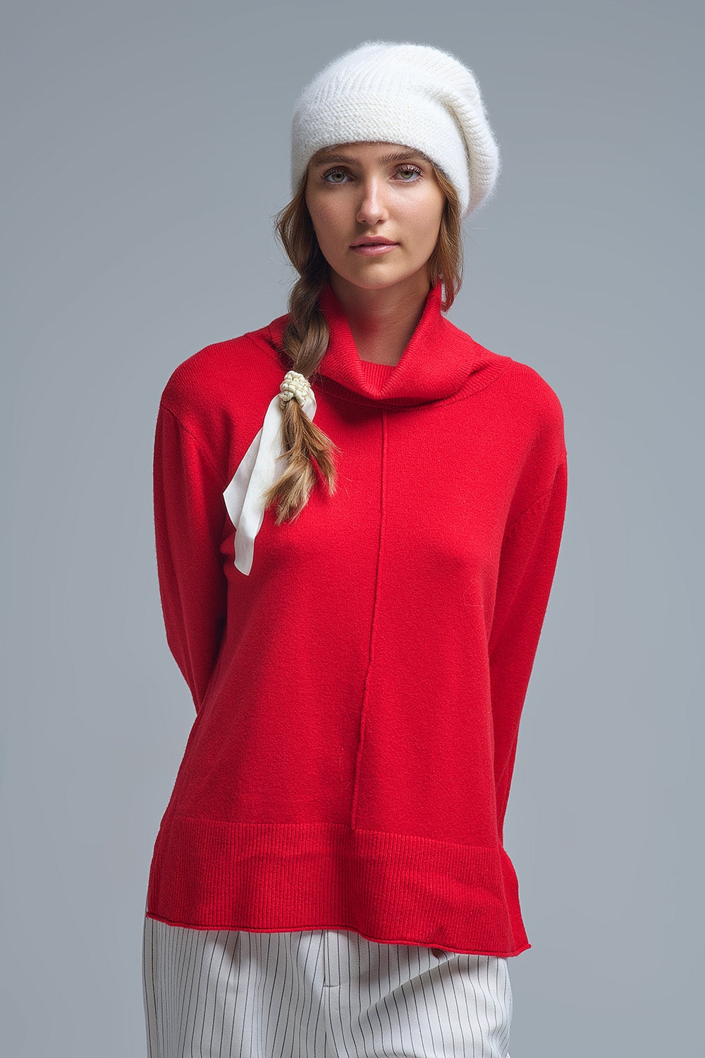 Jersey oversize con cuello vuelto en rojo Q2
