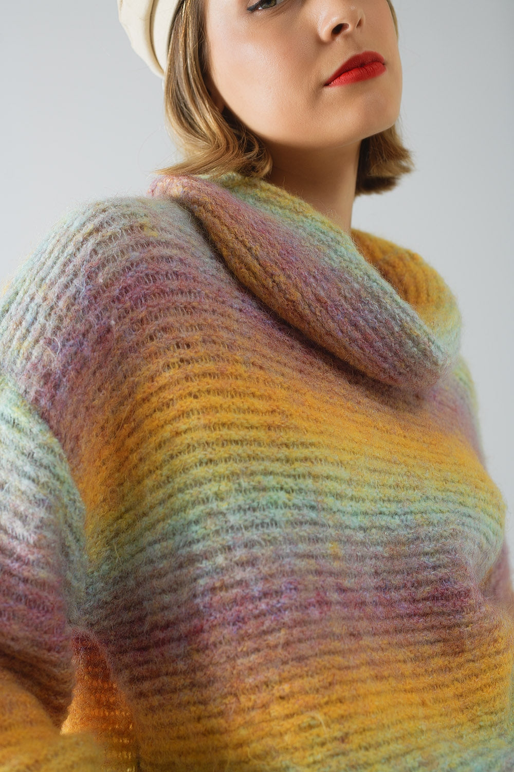 Jersey oversize de cuello alto Comfy Sweater multicolor Q2