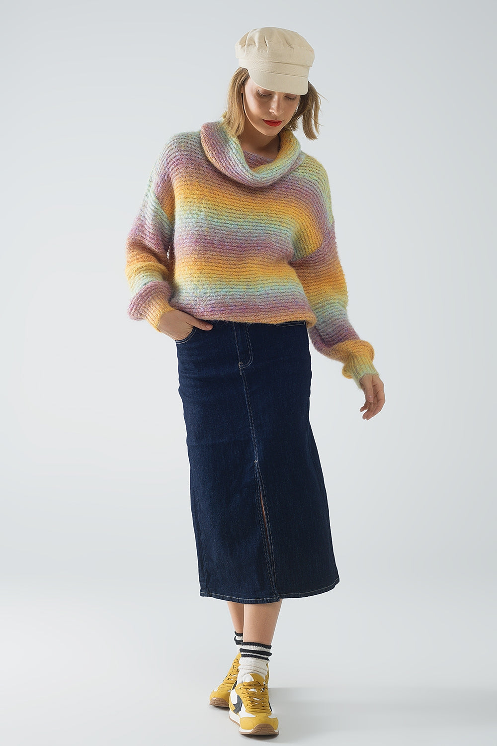 Jersey oversize de cuello alto Comfy Sweater multicolor Q2