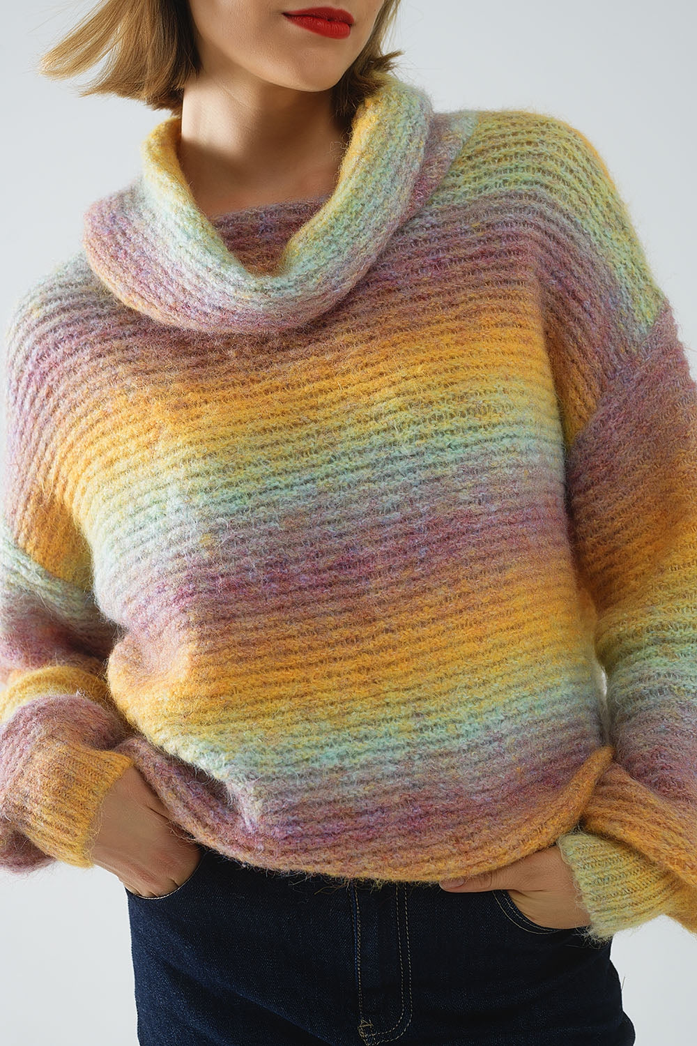 Jersey oversize de cuello alto Comfy Sweater multicolor Q2