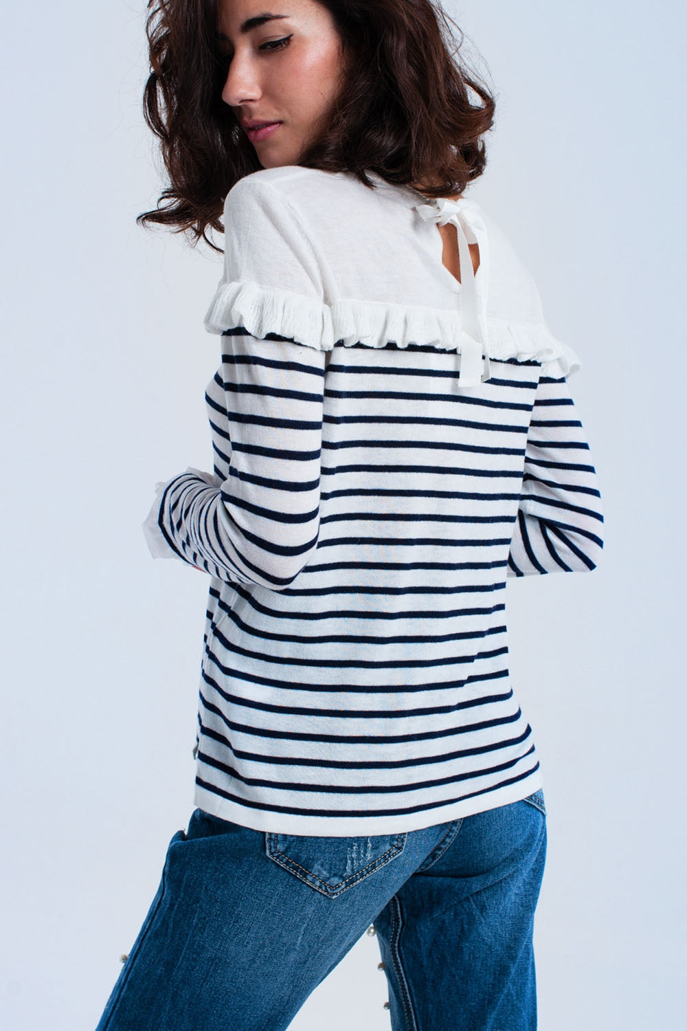 Jersey rayado navy con volantes Q2