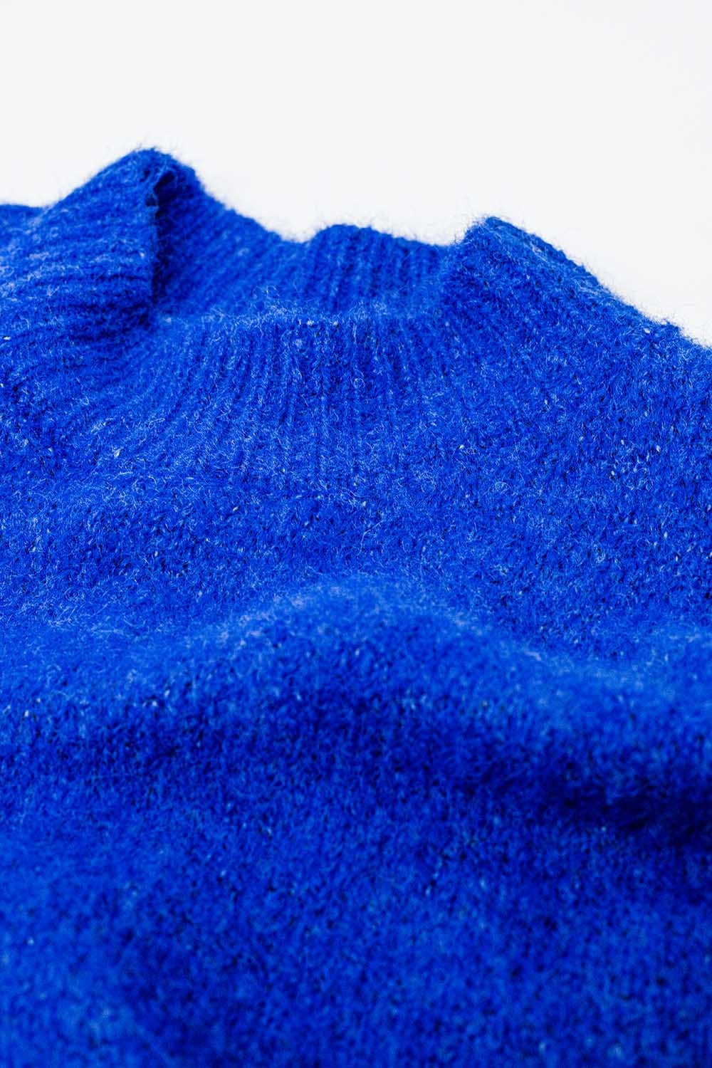 Jersey relajado con manga francesa y cuello redondo en azul tinta Q2