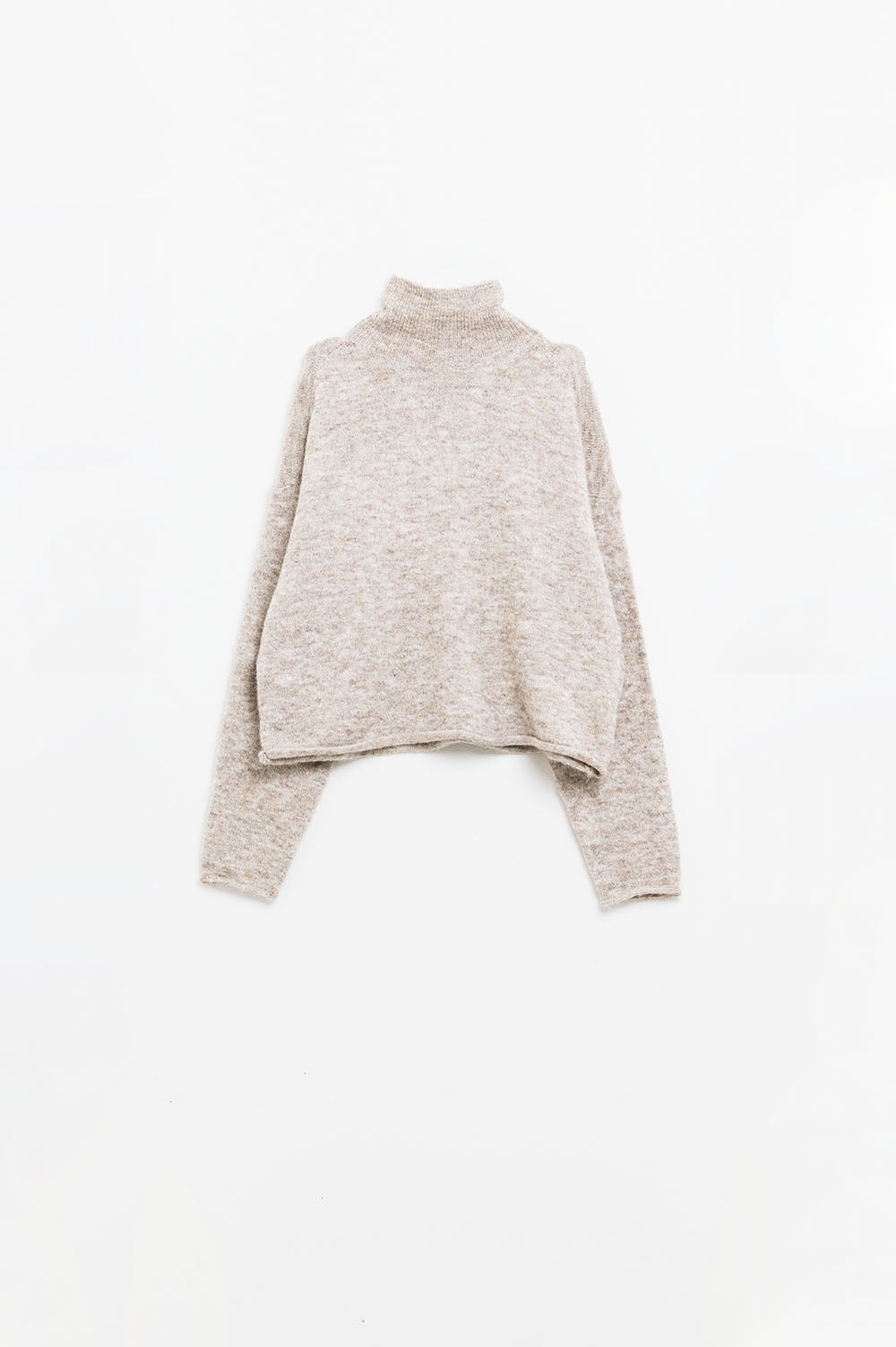 Jersey relax fit beige de cuello alto mullido Q2