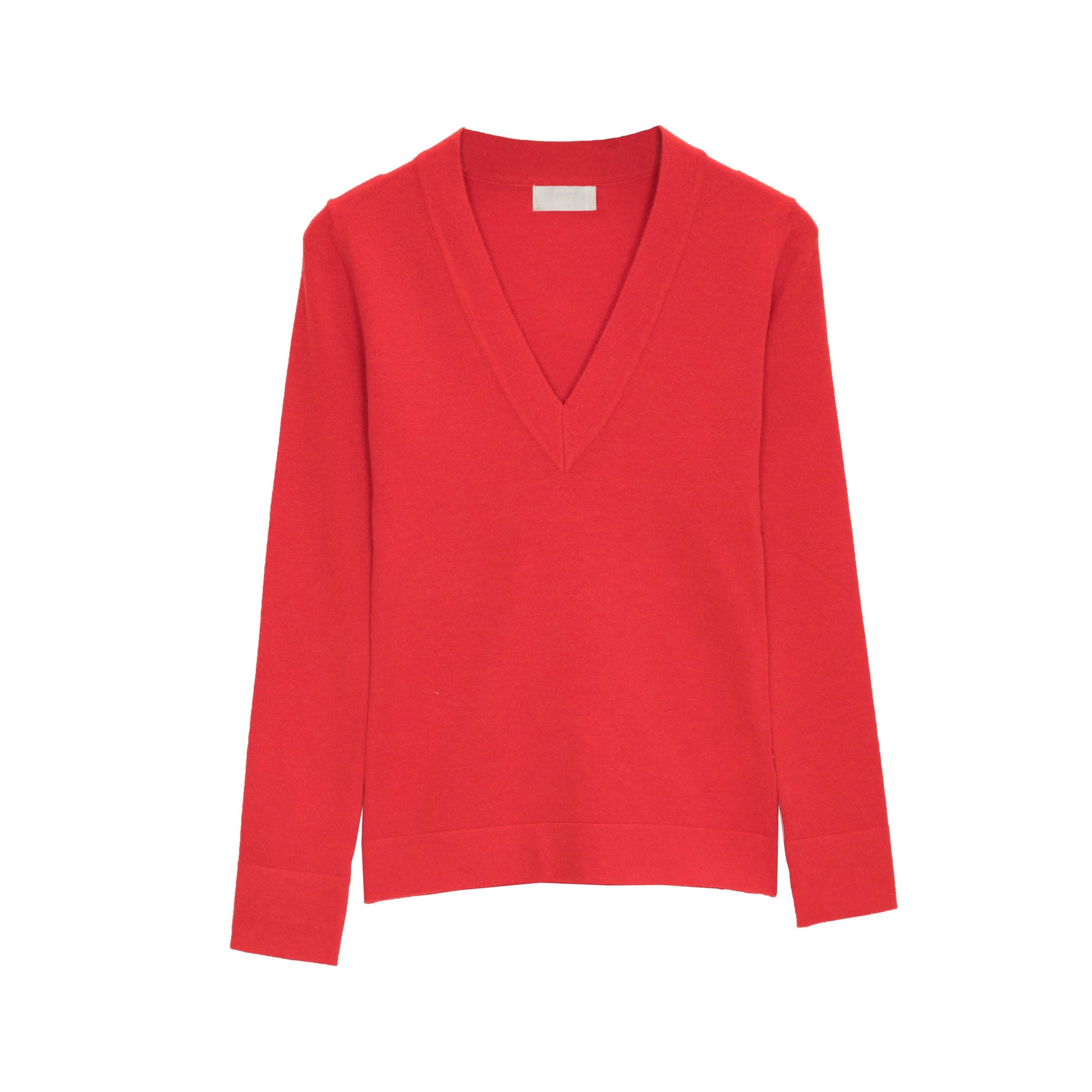 Jersey rojo con escote V de punto fino Q2