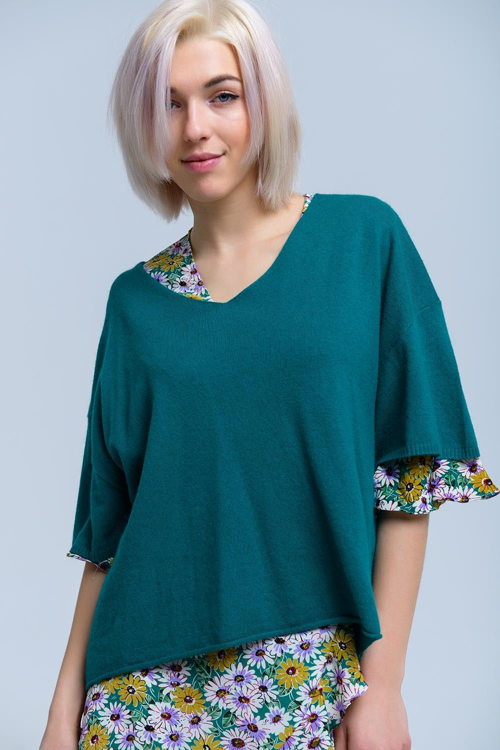 Q2 Jersey verde de manga corta