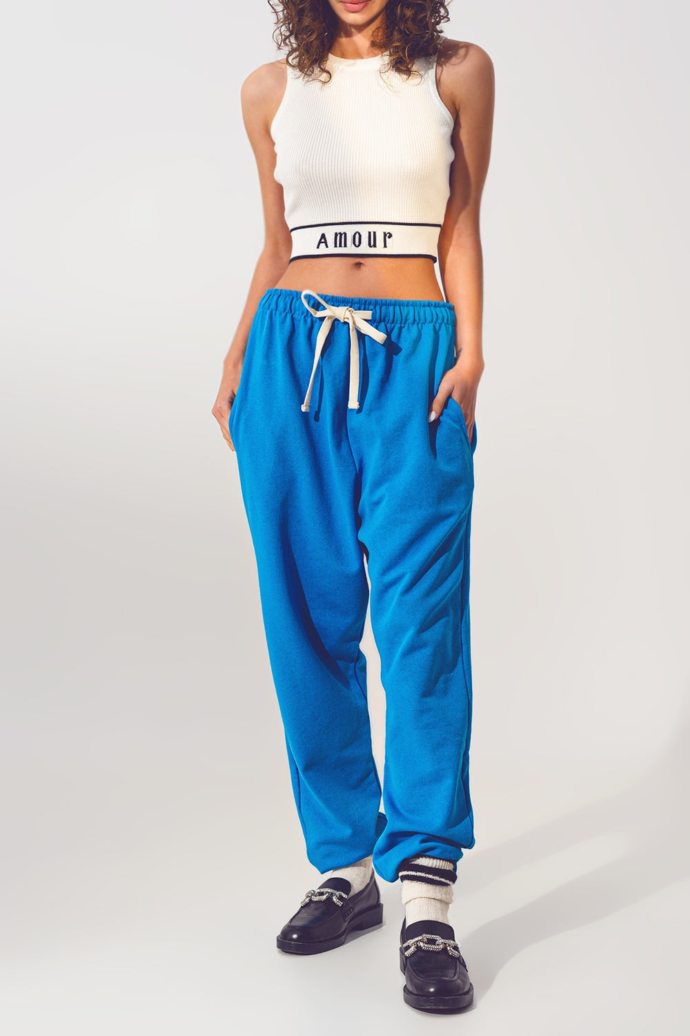 Jogger Oversize con Cintura Lazada en Azul Q2