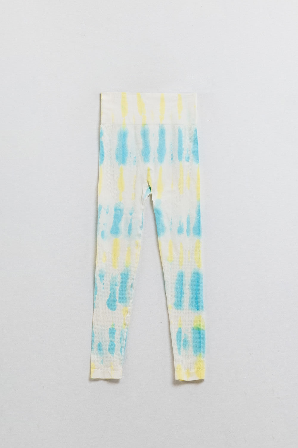 Q2 Leggings blancos de canalé sin costuras Tie-Dye