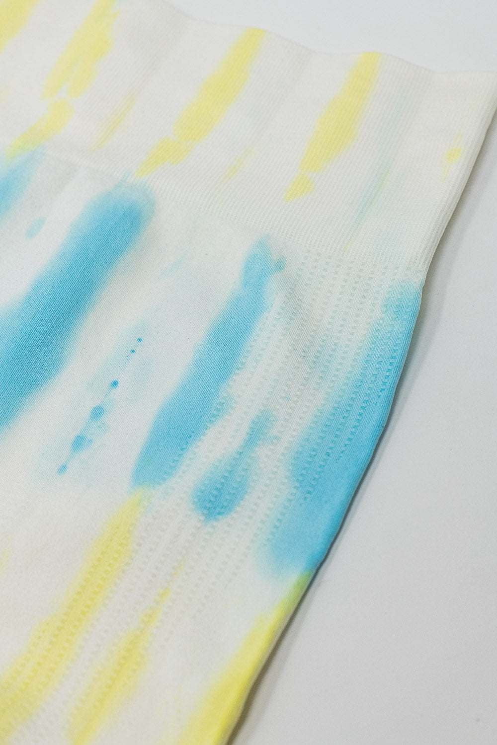 Leggings blancos de canalé sin costuras Tie-Dye Q2