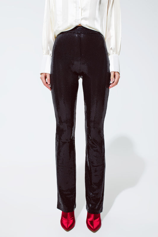 Q2 Leggings de lentejuelas en negro