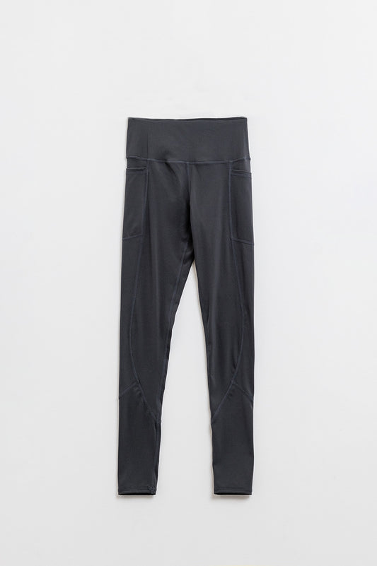 Q2 Leggings largos de cintura alta con bolsillos laterales en negro