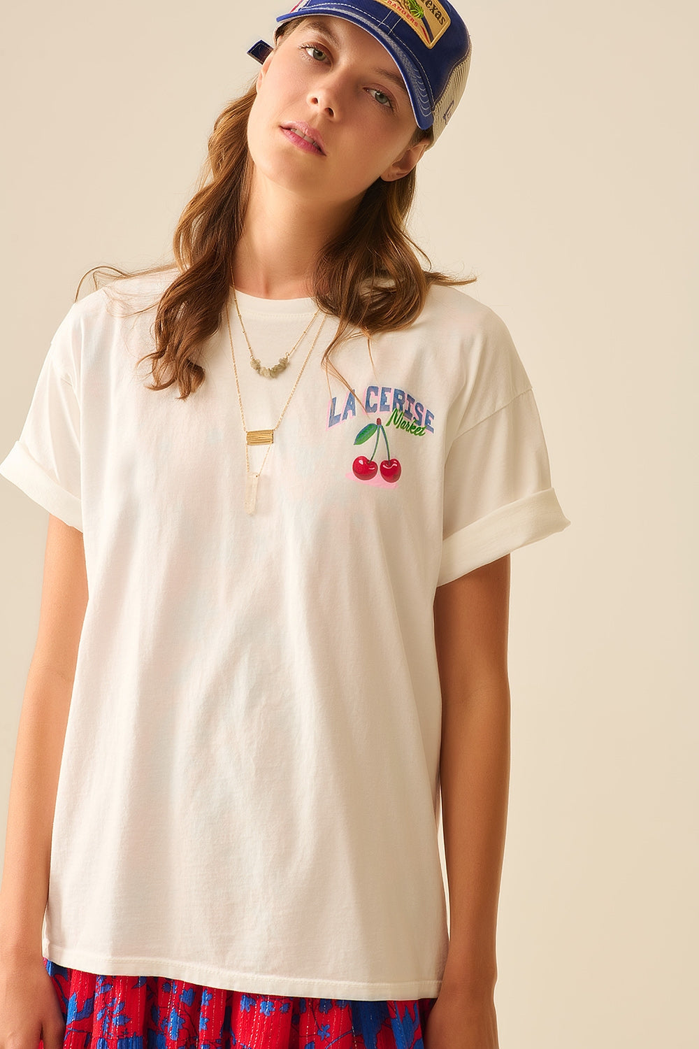 made in italy Camiseta blanca con gráfico La Cerise Market Saint-Tropez Q2
