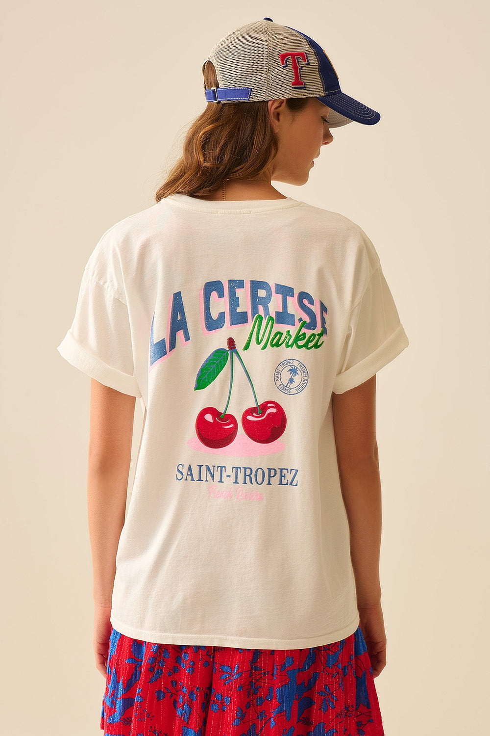 made in italy Camiseta blanca con gráfico La Cerise Market Saint-Tropez Q2