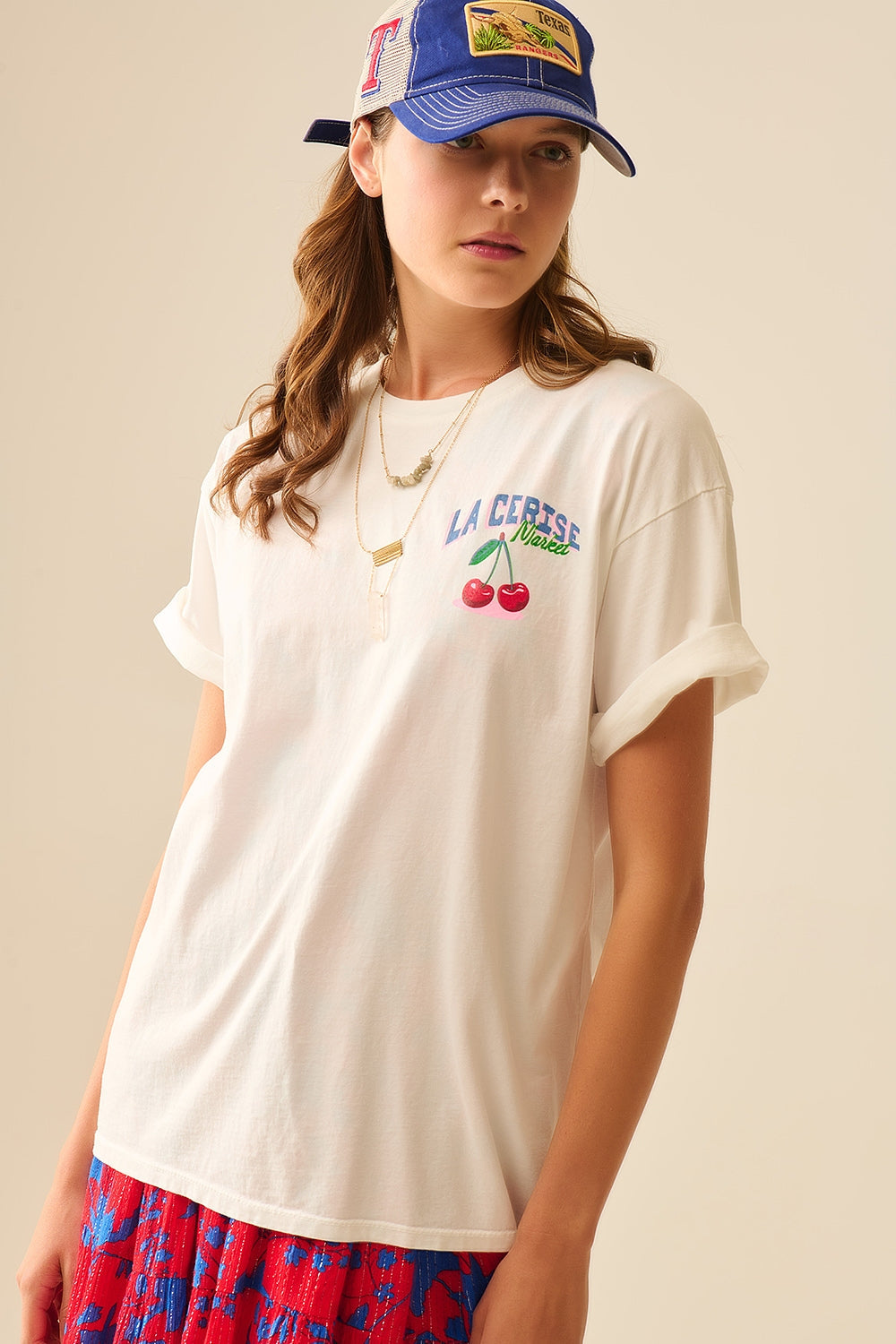 made in italy Camiseta blanca con gráfico La Cerise Market Saint-Tropez Q2