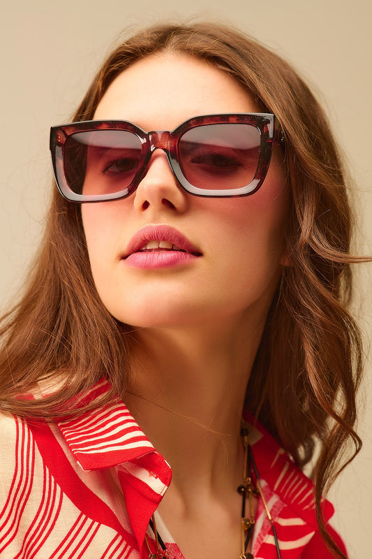 Q2 marrón sombreado Gafas de sol cuadradas oversize