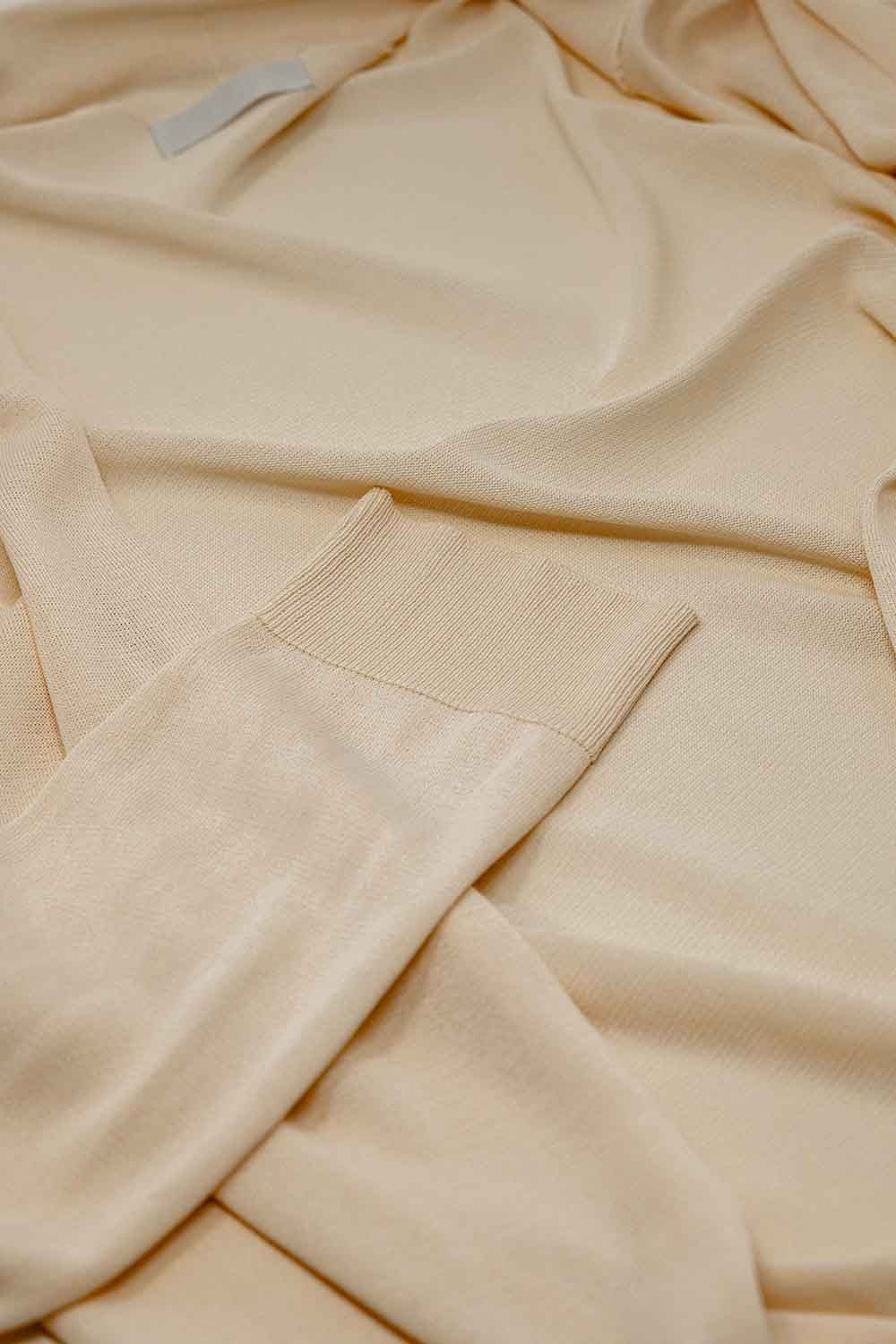 Maxi Cárdigan Beige Abierto Manga Larga Q2