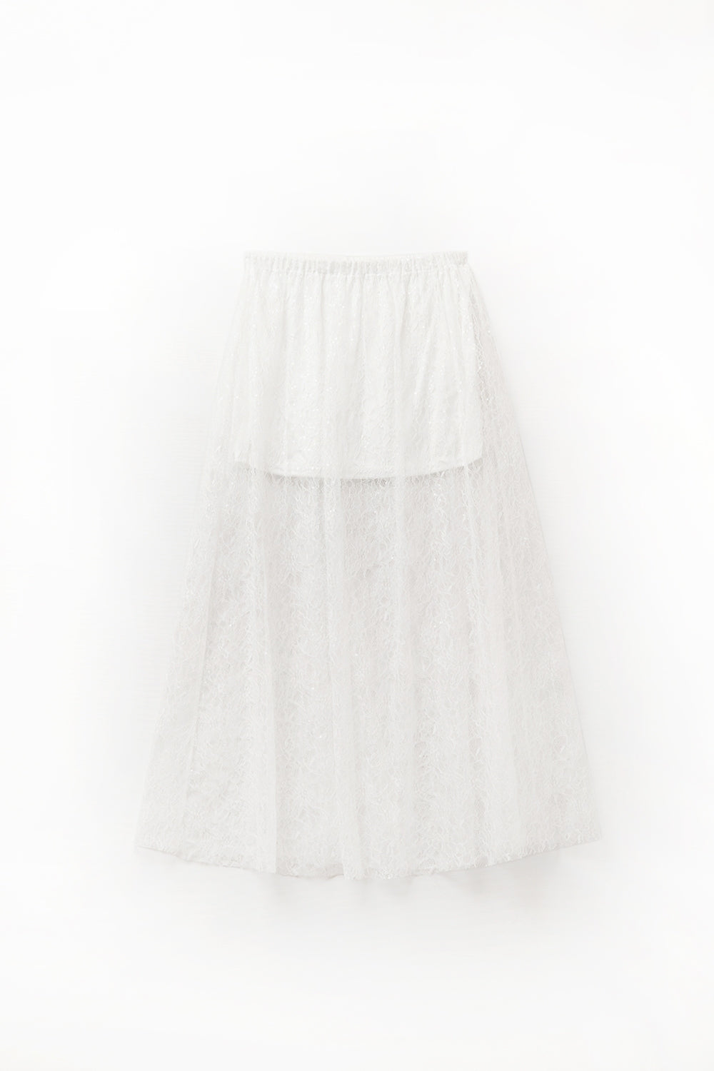 Maxi falda blanca de encaje con detalle de lentejuelas Q2