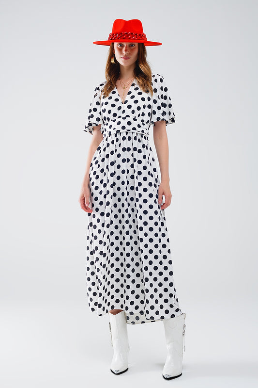 Q2 Maxi vestido de lunares con detalle de espalda abierta