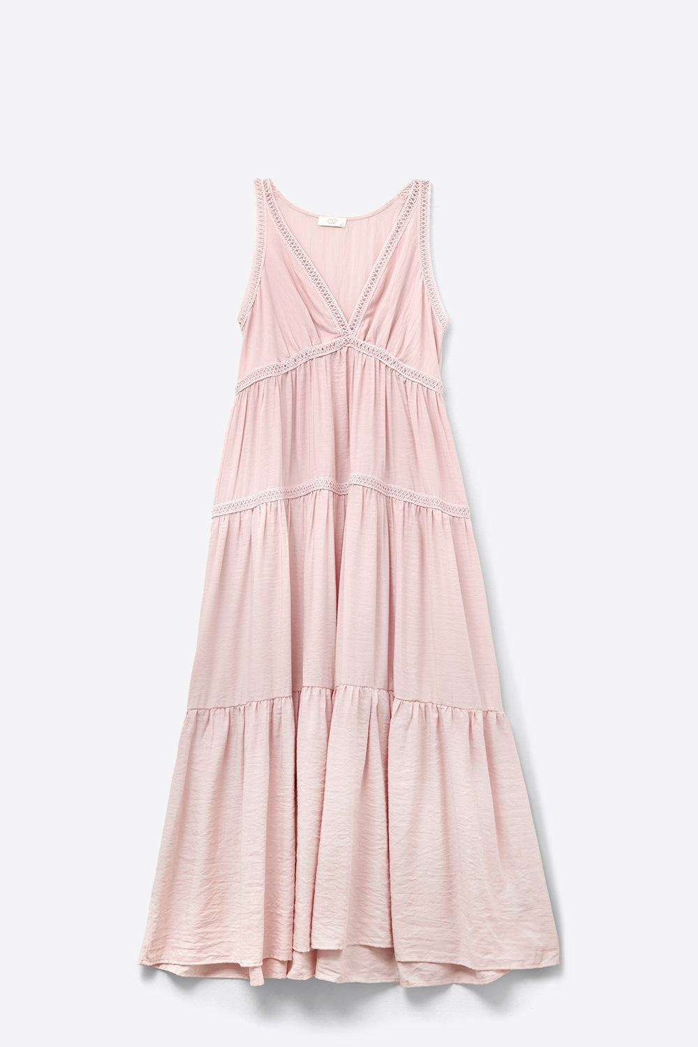 Maxi Vestido Rosa Con Detalles De Encaje Y Estilo Boho Q2