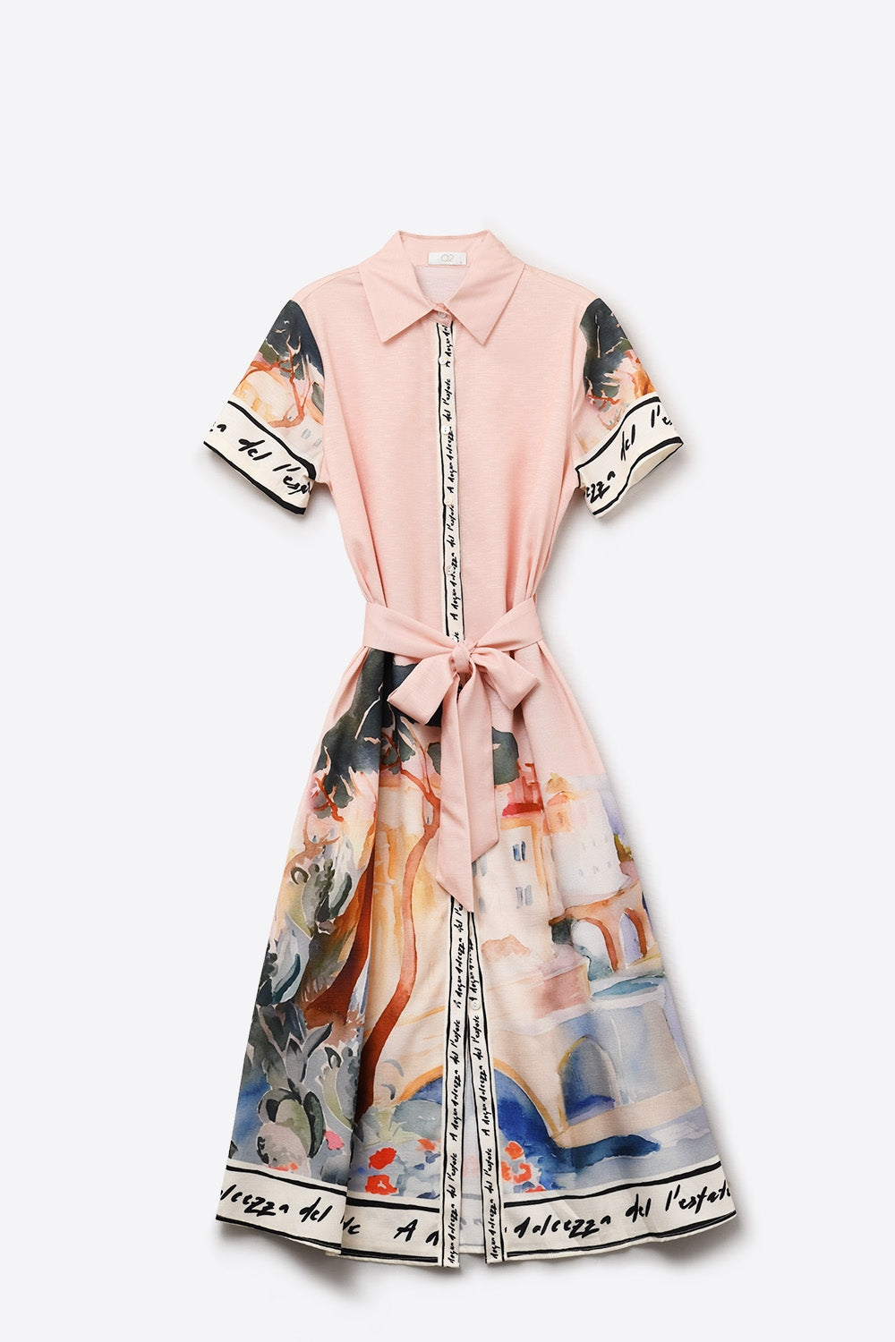 Q2 maxi vestido rosa de verano con estampado de acuarela