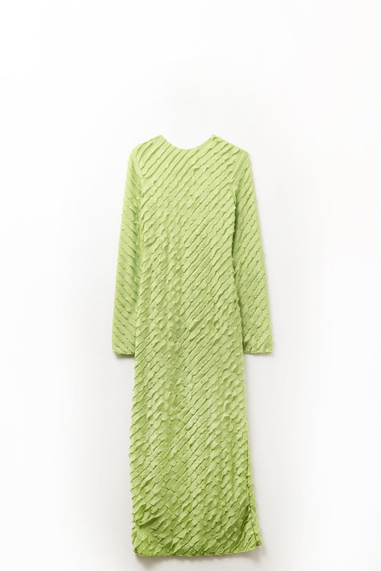 Q2 Maxi Vestido Verde Con Diseño De Volantes Al Bies Mini