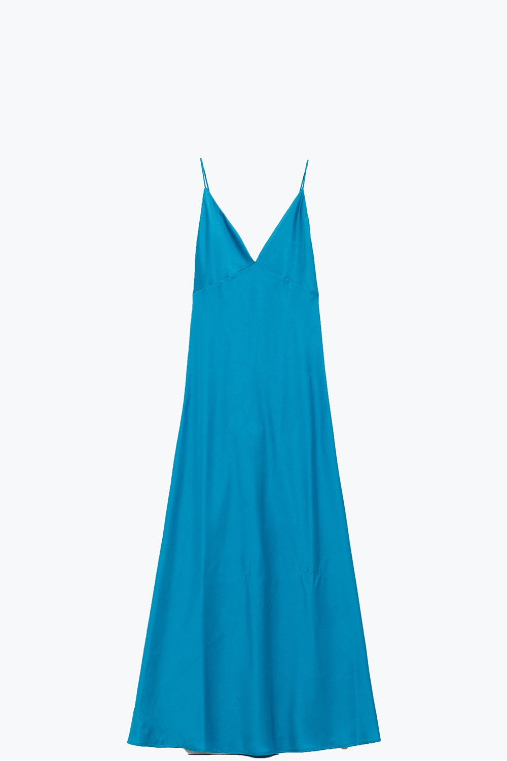 Maxivestido de satén con tirantes en azul Q2