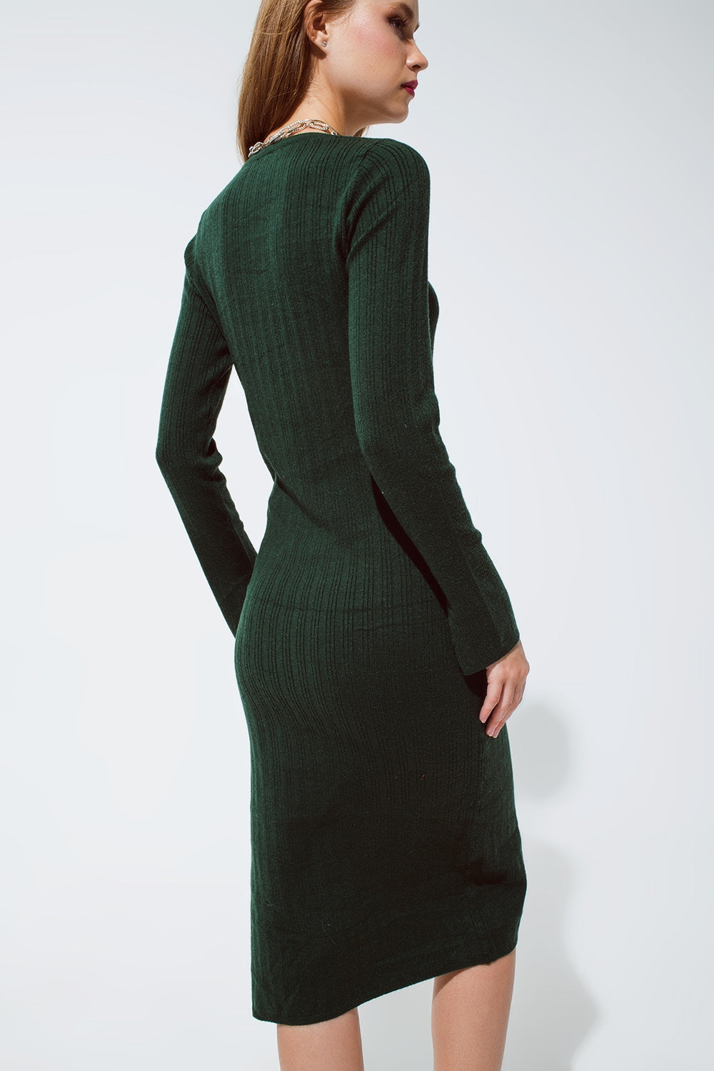 Midi Vestido Verde de Punto Q2