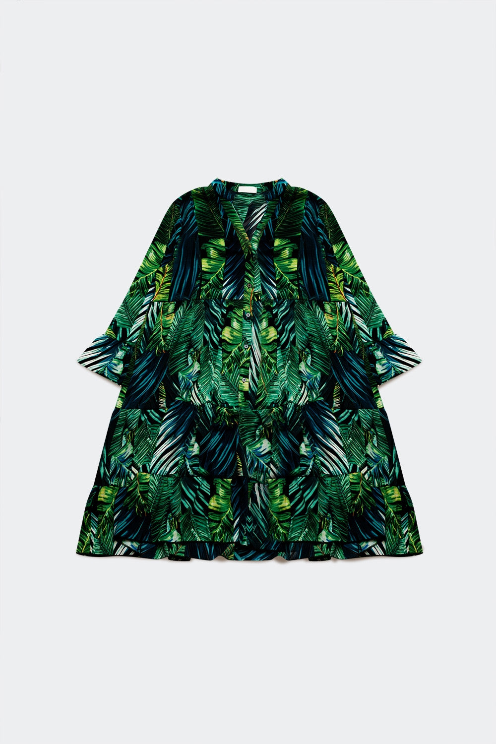 Q2 Mini vestido con estampado de hojas verdes