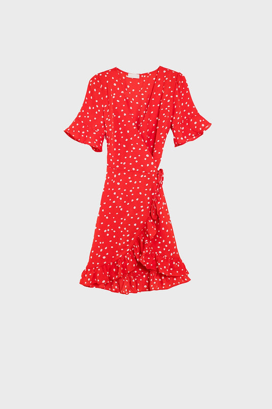 Q2 Mini vestido de motas en color rojo