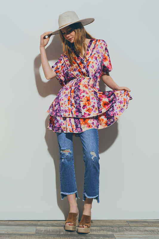 Q2 Mini Vestido Floral Multicolor