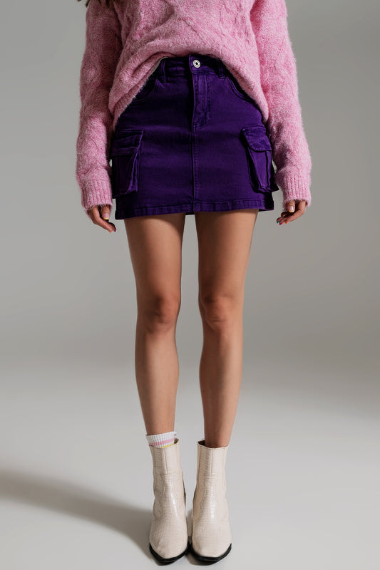 Q2 Minifalda cargo en morado