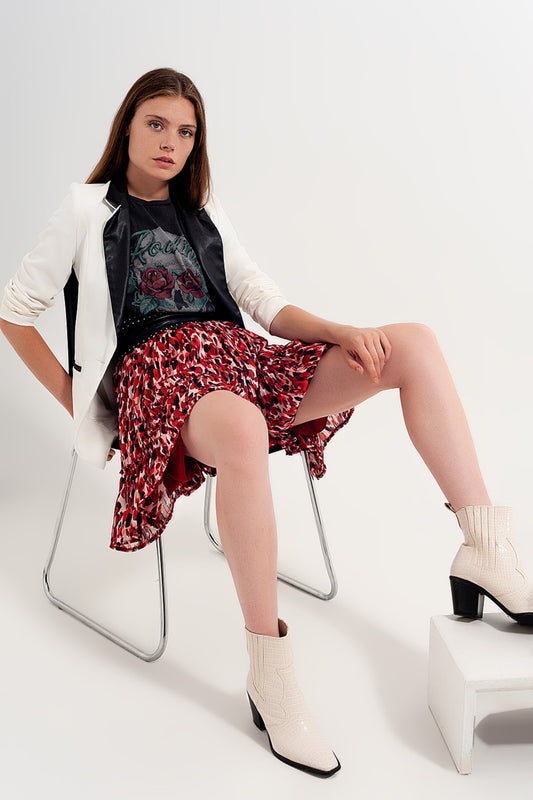 Q2 Minifalda con volantes y estampado animal