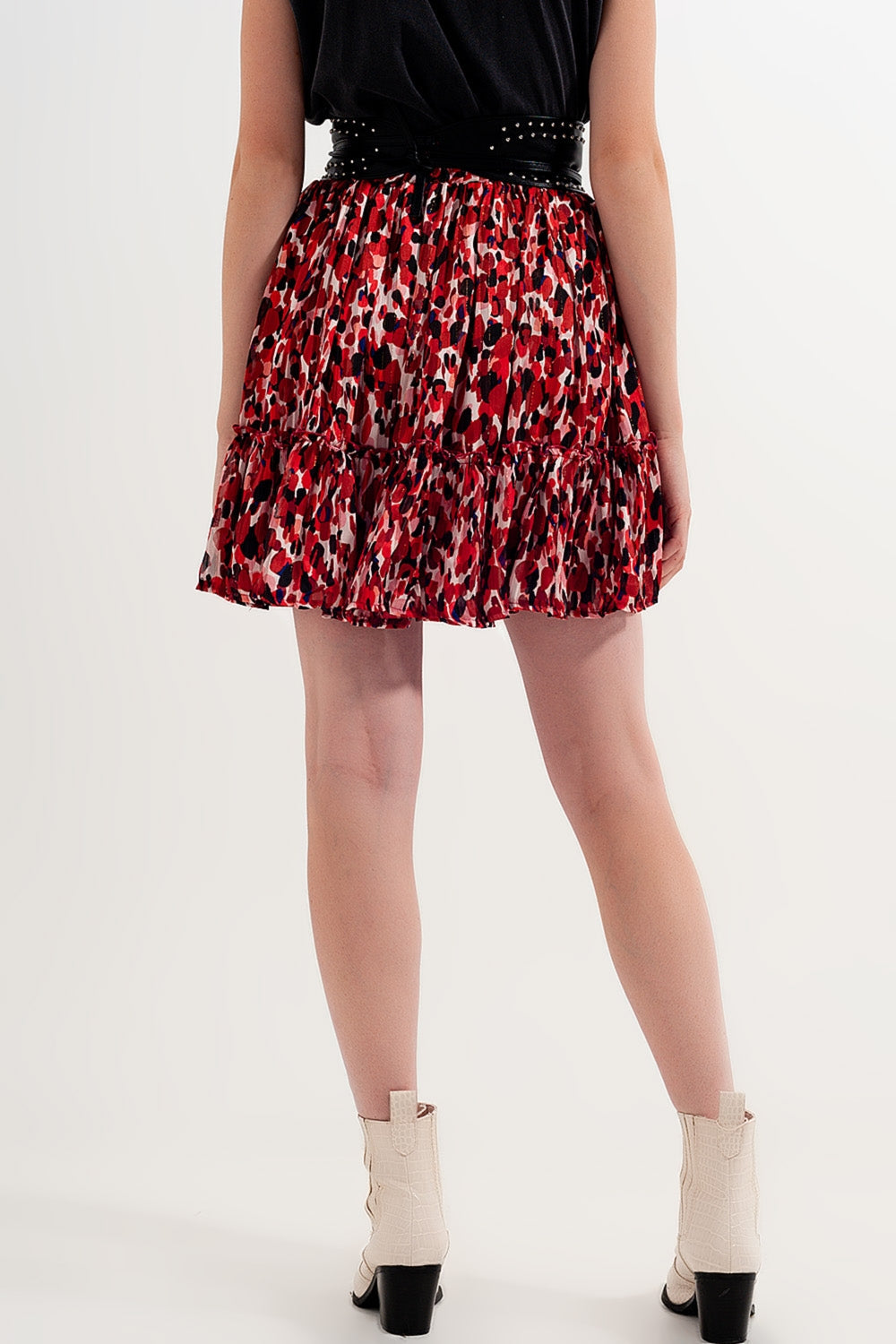 Minifalda con volantes y estampado animal Q2