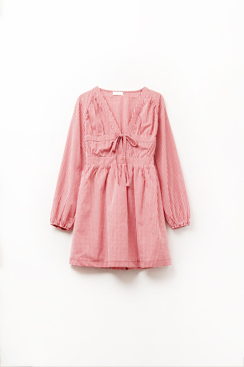 Q2 Minivestido cuadro de vichi Rojo tejido de poplin