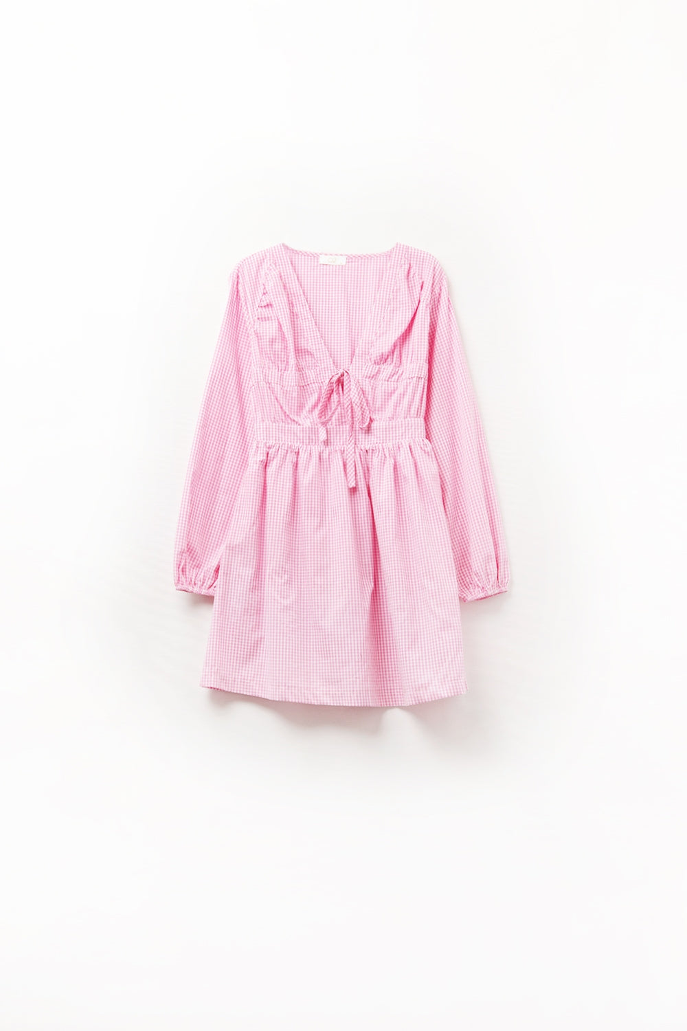 Q2 Minivestido de cuadros vichi de poplin en rosa