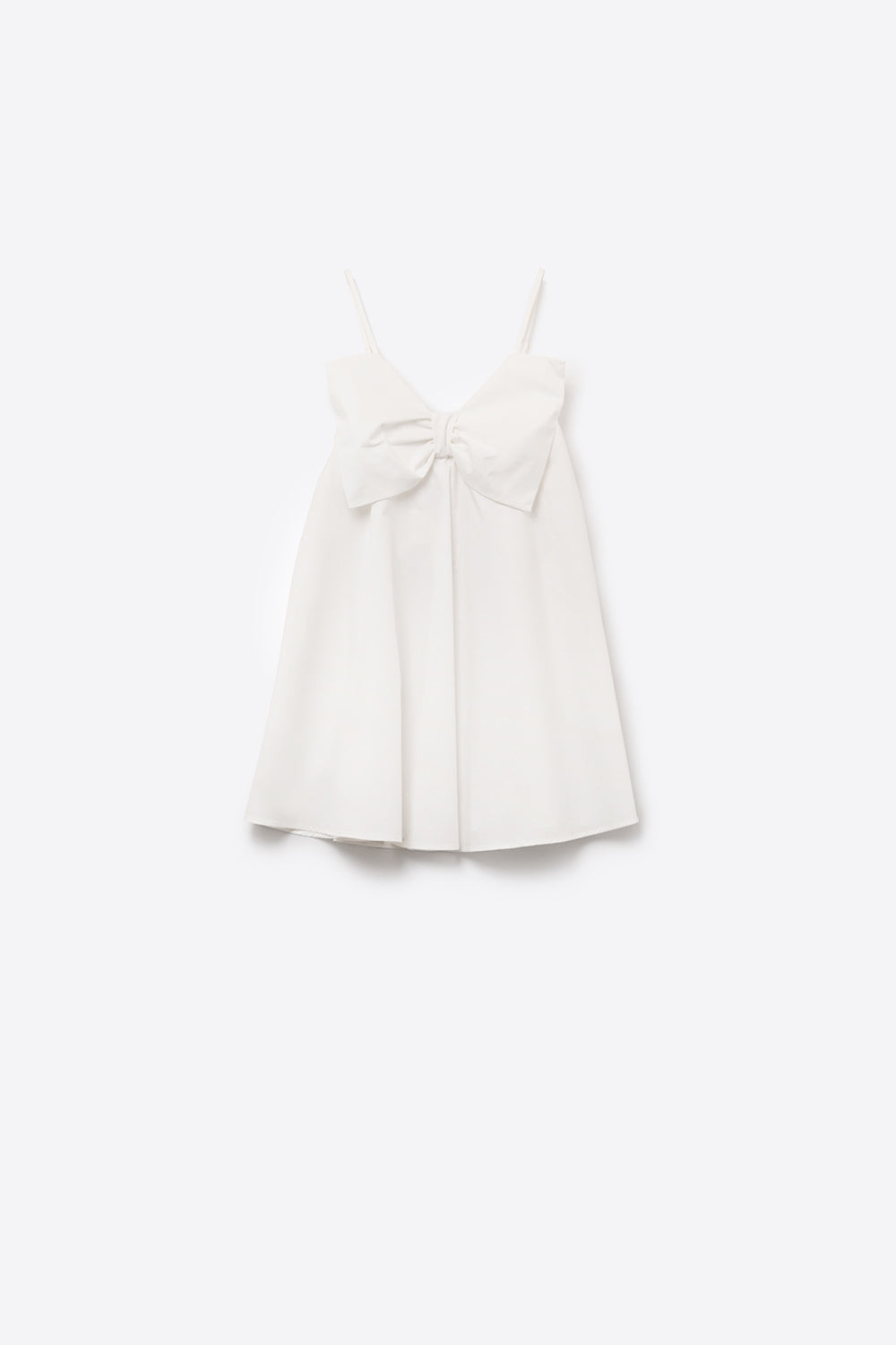 Minivestido de popelín blanco con detalle de gran lazo Q2