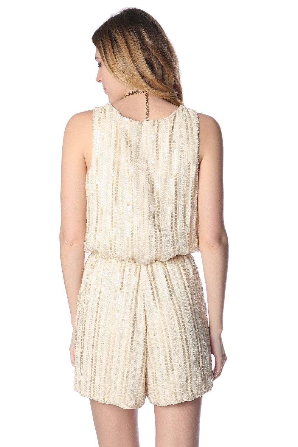 Mono corto beige con lentejuelas Q2