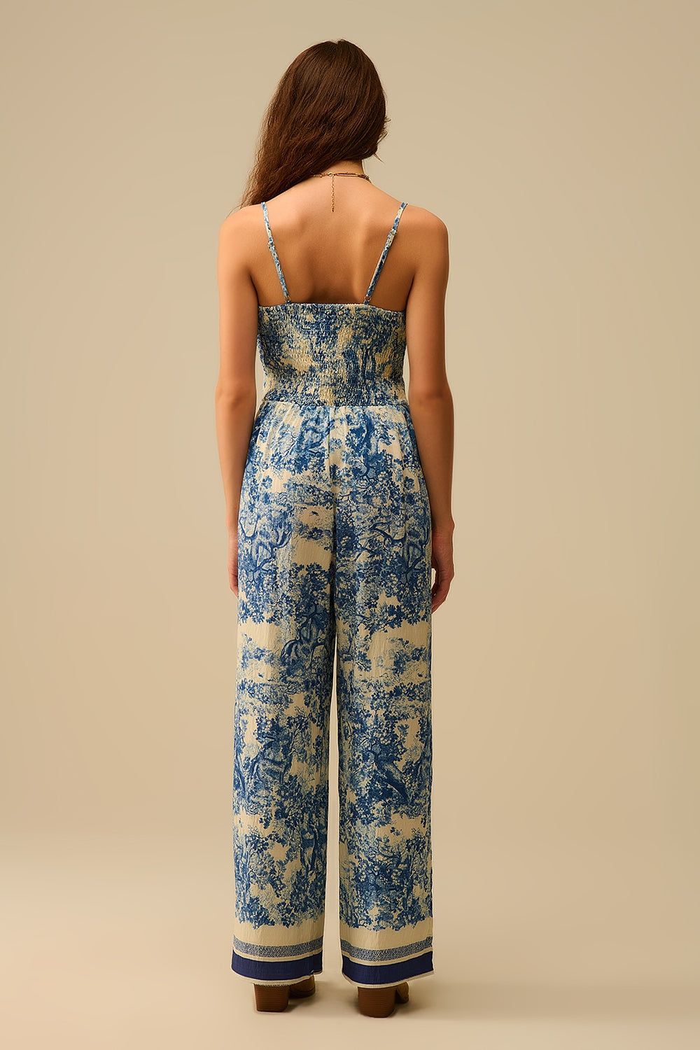 Mono estampado Toile de Jouy con tirantes finos Q2
