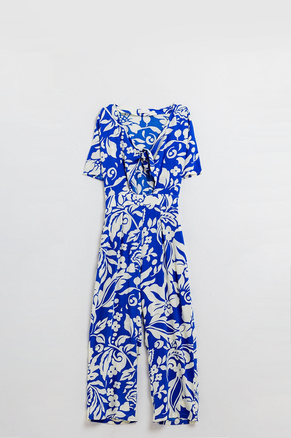 Mono Floral De Manga Corta En Azul Q2