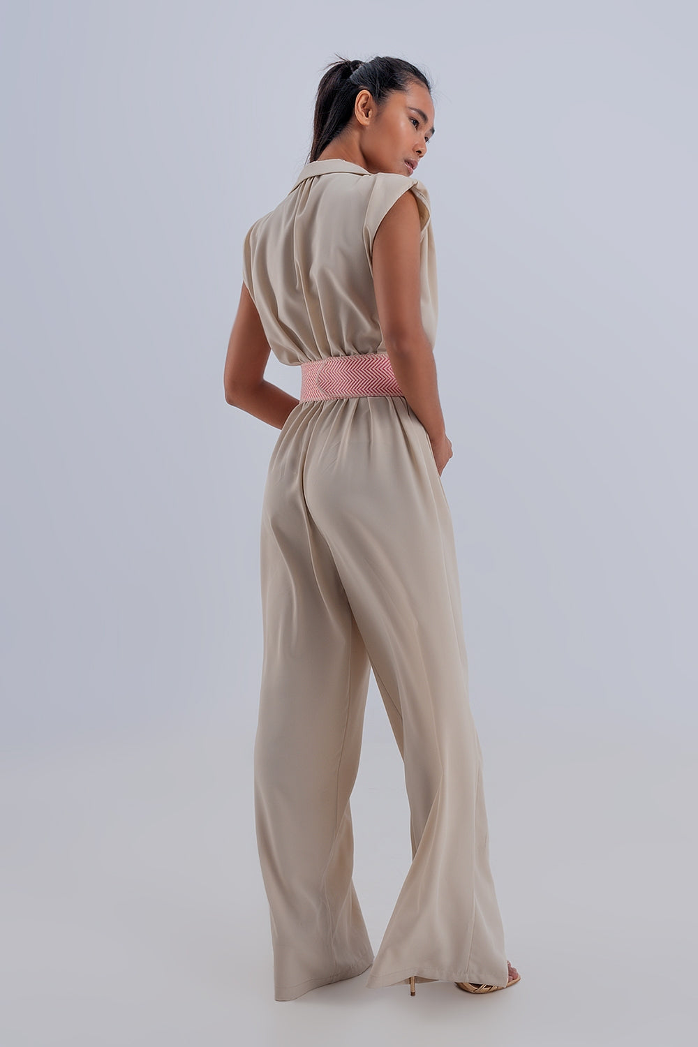 Mono largo beige de pernera ancha Q2
