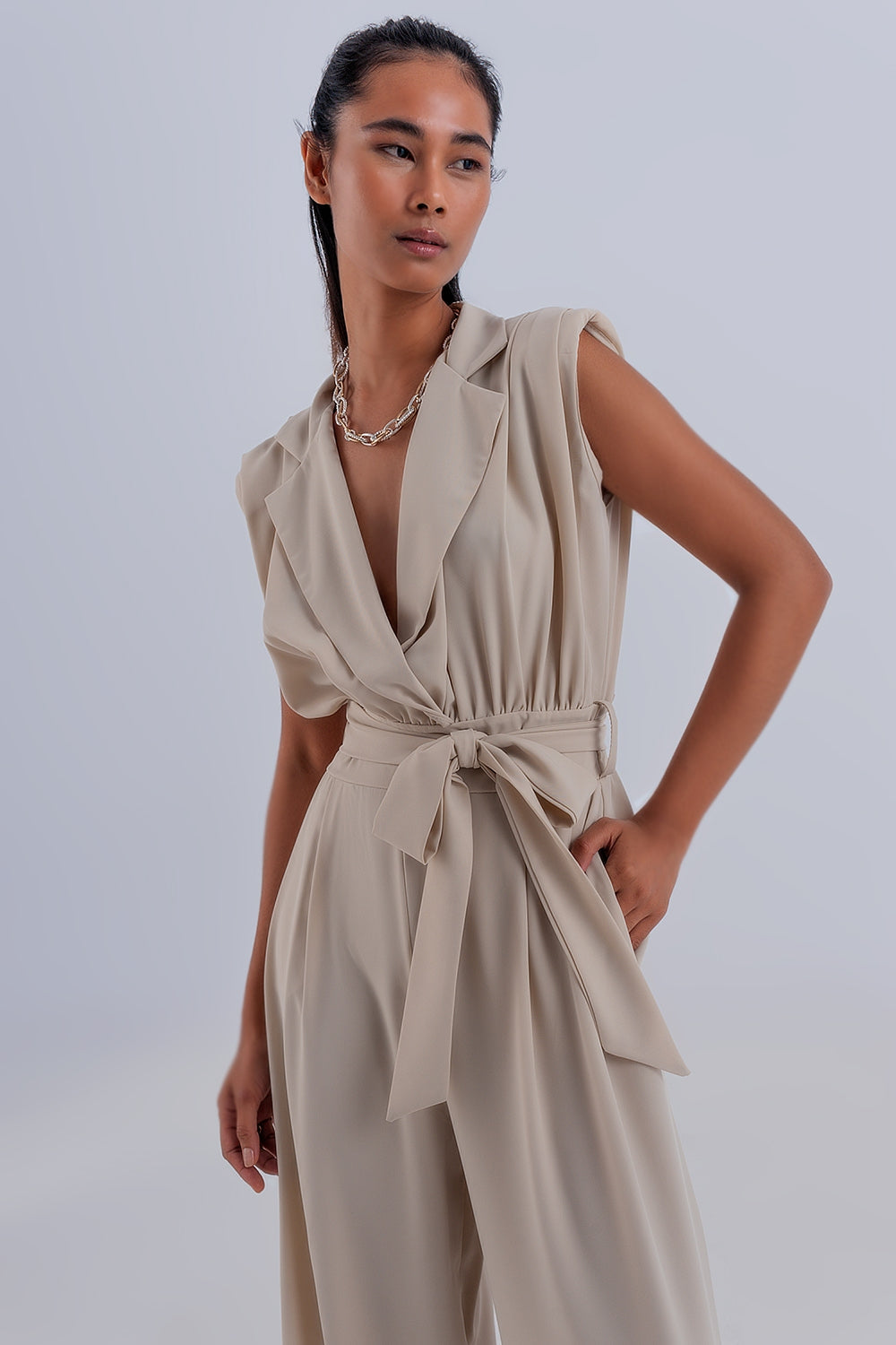 Mono largo beige de pernera ancha Q2