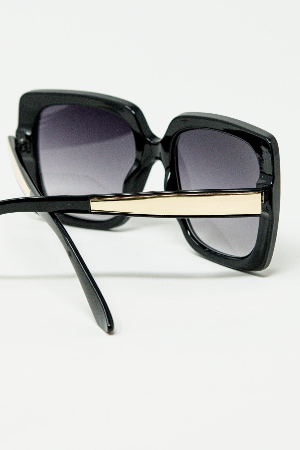 negro Gafas de sol cuadradas oversize con detalle metálico dorado Q2