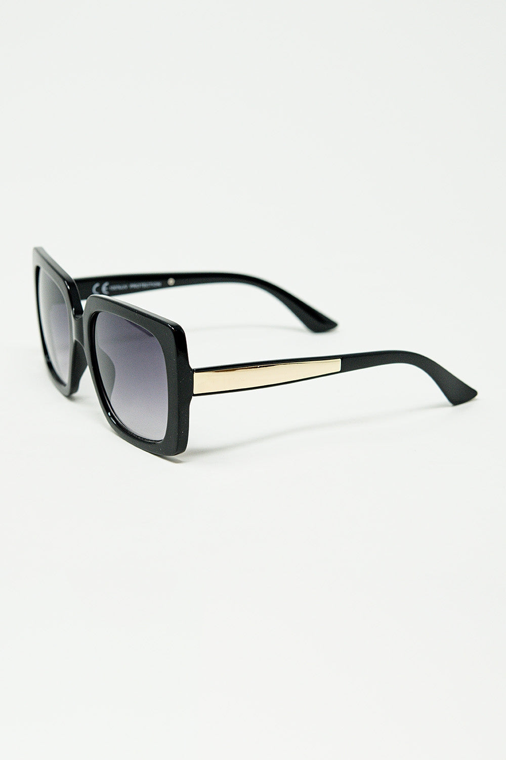 negro Gafas de sol cuadradas oversize con detalle metálico dorado Q2