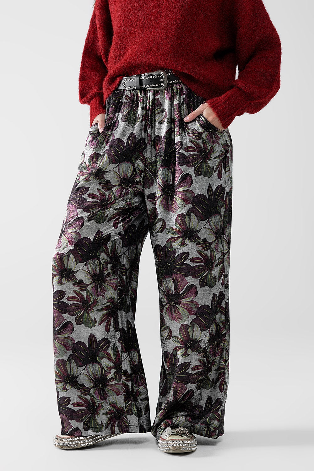 Q2 pantalón ancho con estampado floral