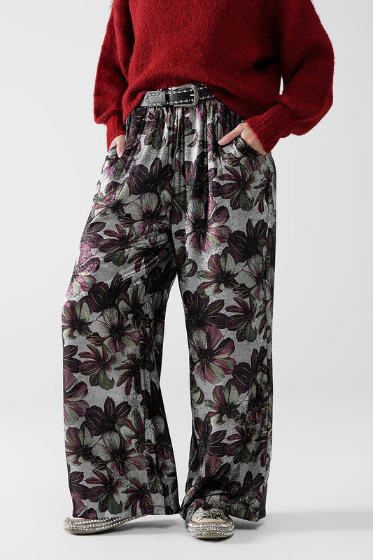 Q2 pantalón ancho con estampado floral