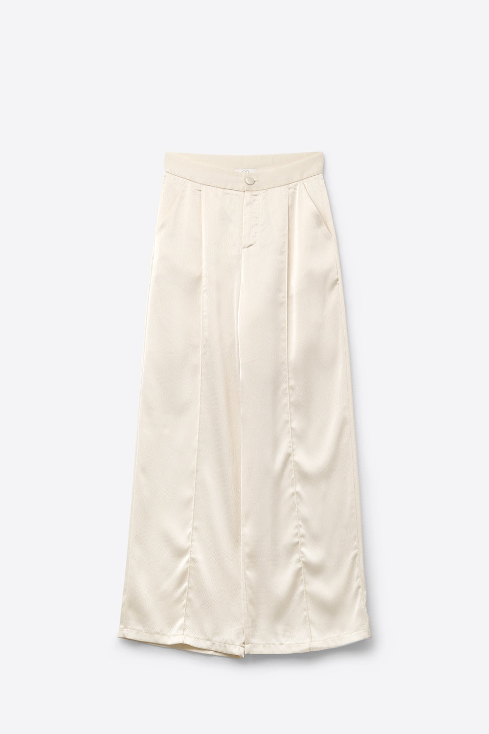 Q2 pantalón ancho crema de satén texturizado