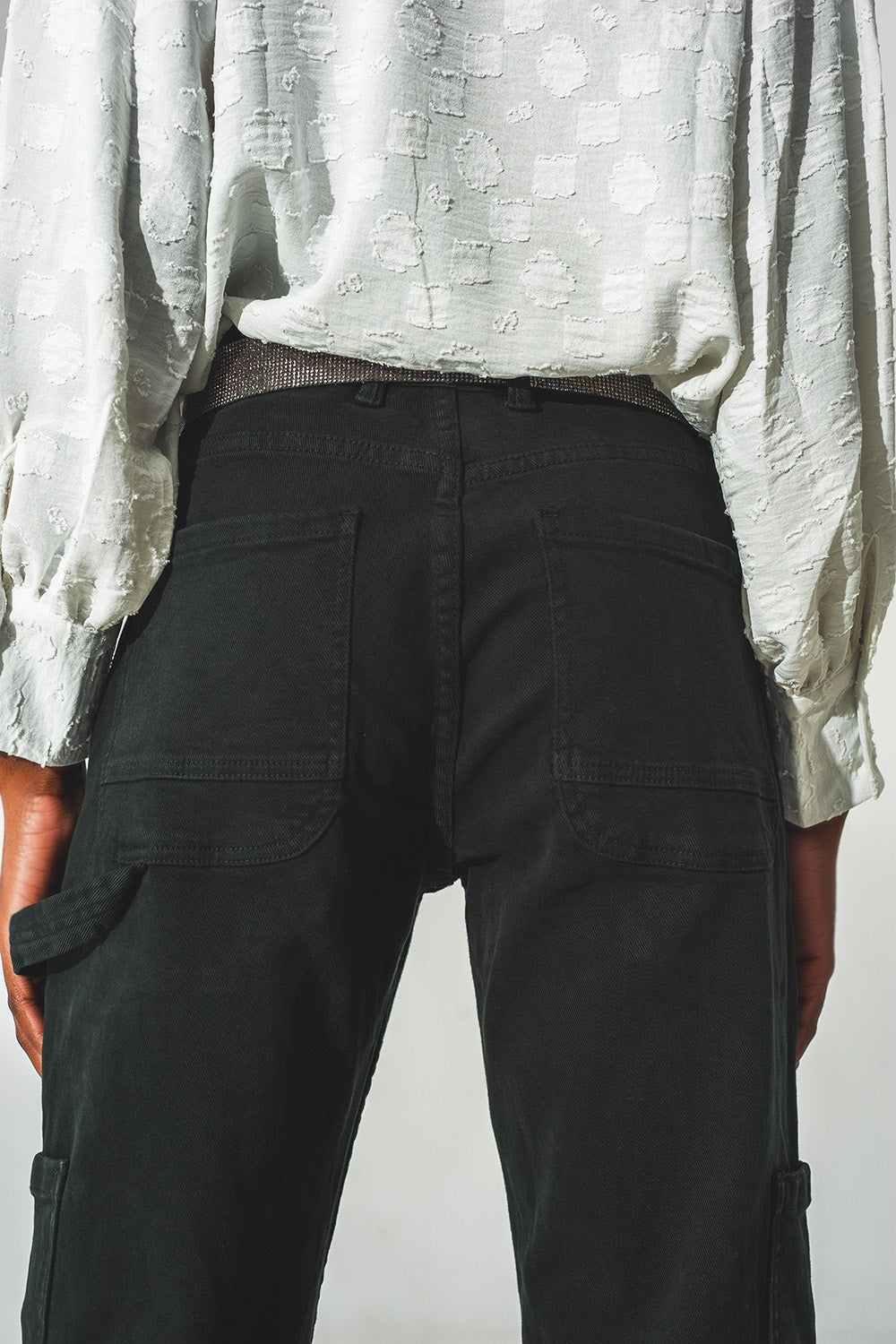 Pantalón Cargo Recto en Negro Q2