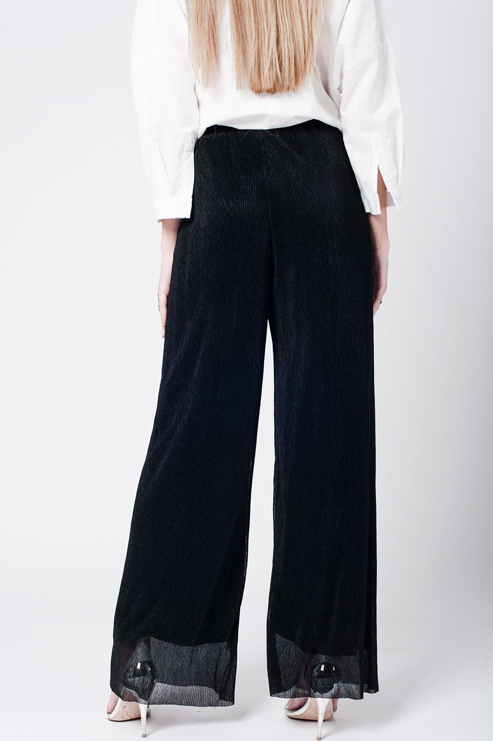 Pantalon de bambula negro con pernera ancha Q2